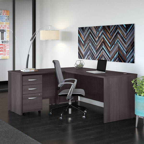 Bush Business Furniture Studio C 72W x 30D L Shaped Desk with Mobile File Cabinet and 42W Return | Storm Gray