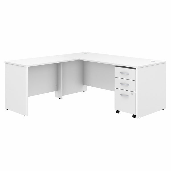 Bush Business Furniture Studio C 72W x 30D L Shaped Desk with Mobile File Cabinet and 42W Return | White
