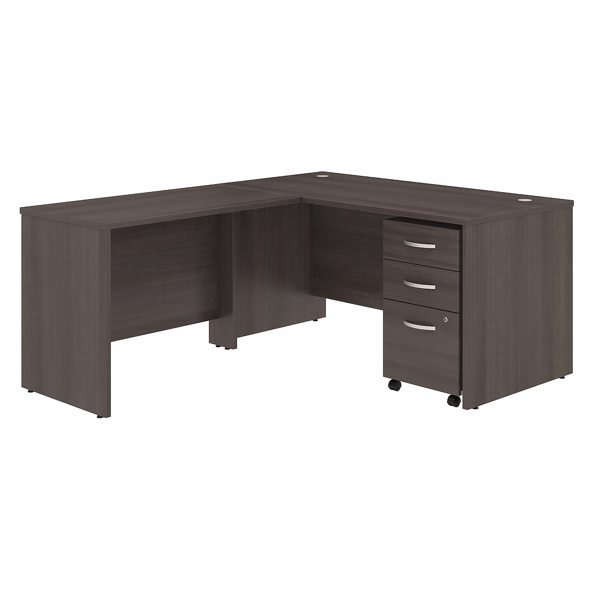 Bush Business Furniture Studio C 60W x 30D L Shaped Desk with Mobile File Cabinet and 42W Return | Storm Gray