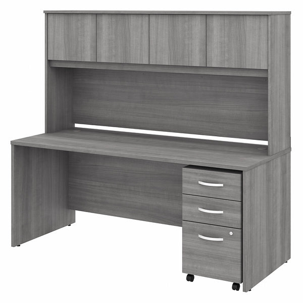 Bush Business Furniture Studio C 72W x 30D Office Desk with Hutch and Mobile File Cabinet | Platinum Gray