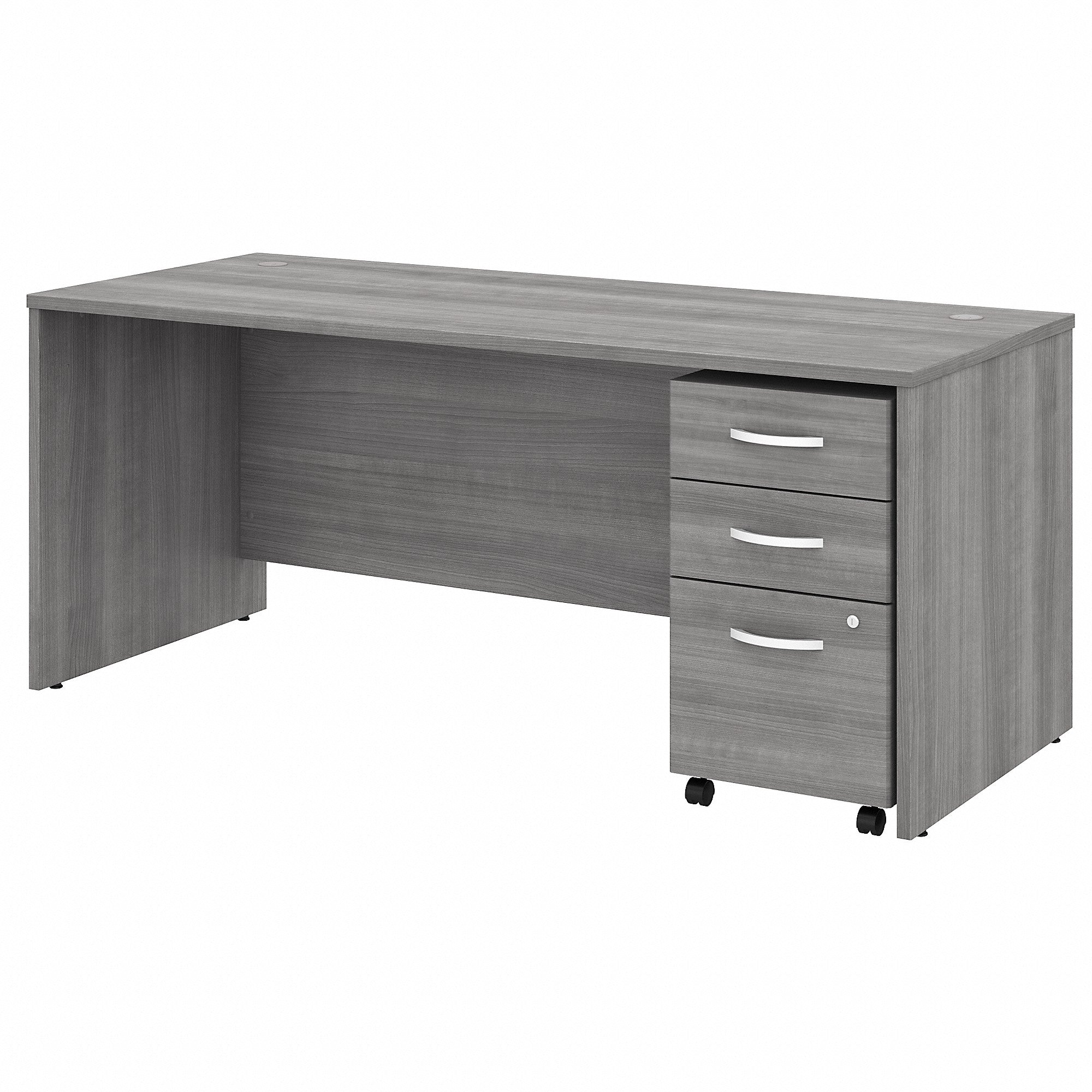 Bush Business Furniture Studio C 72W x 30D Office Desk with Mobile File Cabinet | Platinum Gray