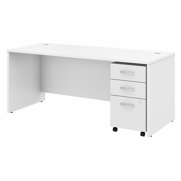 Bush Business Furniture Studio C 72W x 30D Office Desk with Mobile File Cabinet | White