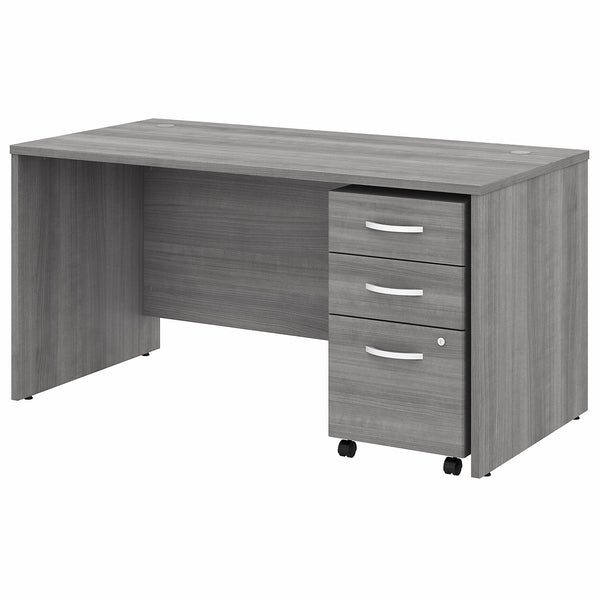 Bush Business Furniture Studio C 60W x 30D Office Desk with Mobile File Cabinet | Platinum Gray
