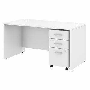 Bush Business Furniture Studio C 60W x 30D Office Desk with Mobile File Cabinet | White