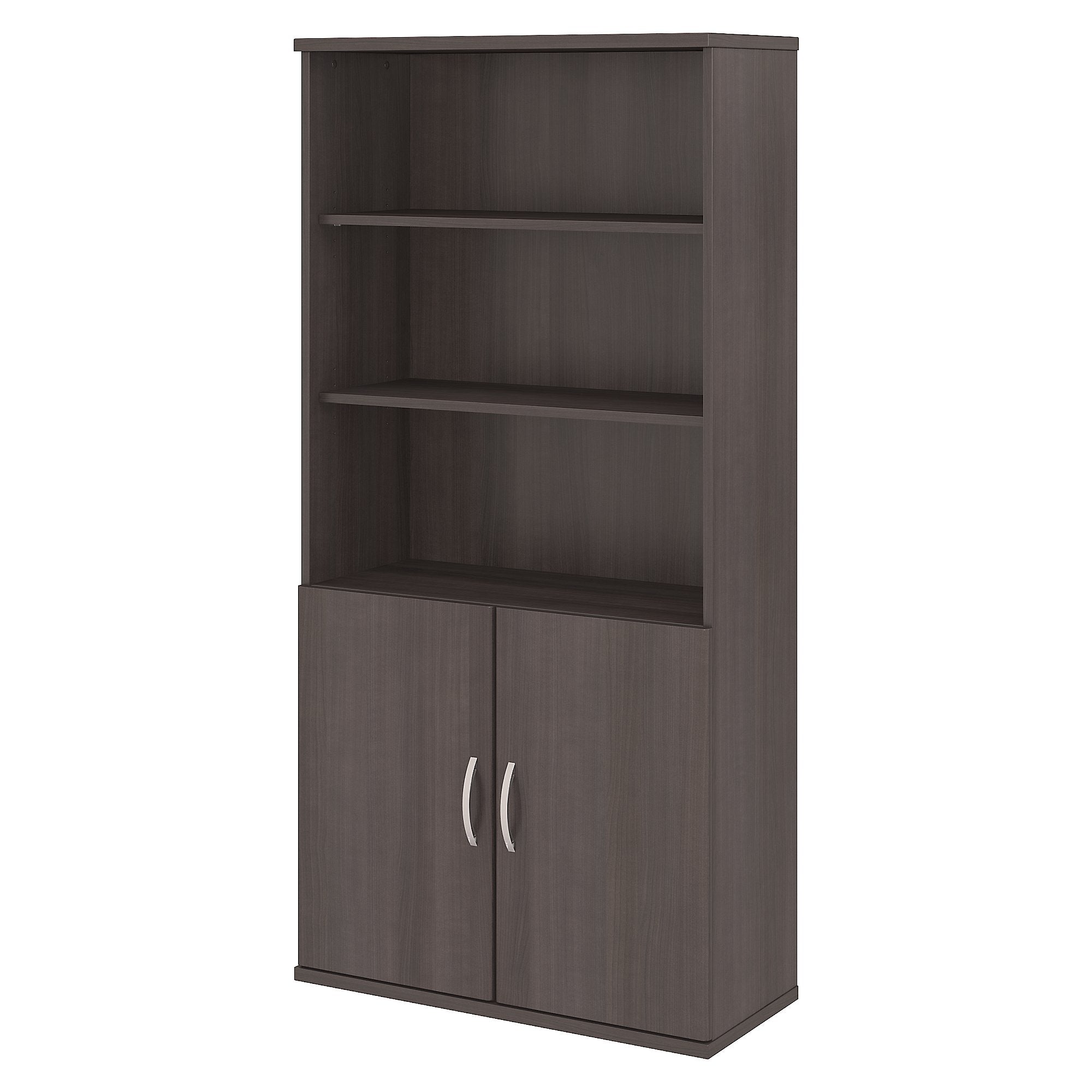 Bush Business Furniture Studio C 5 Shelf Bookcase with Doors | Storm Gray