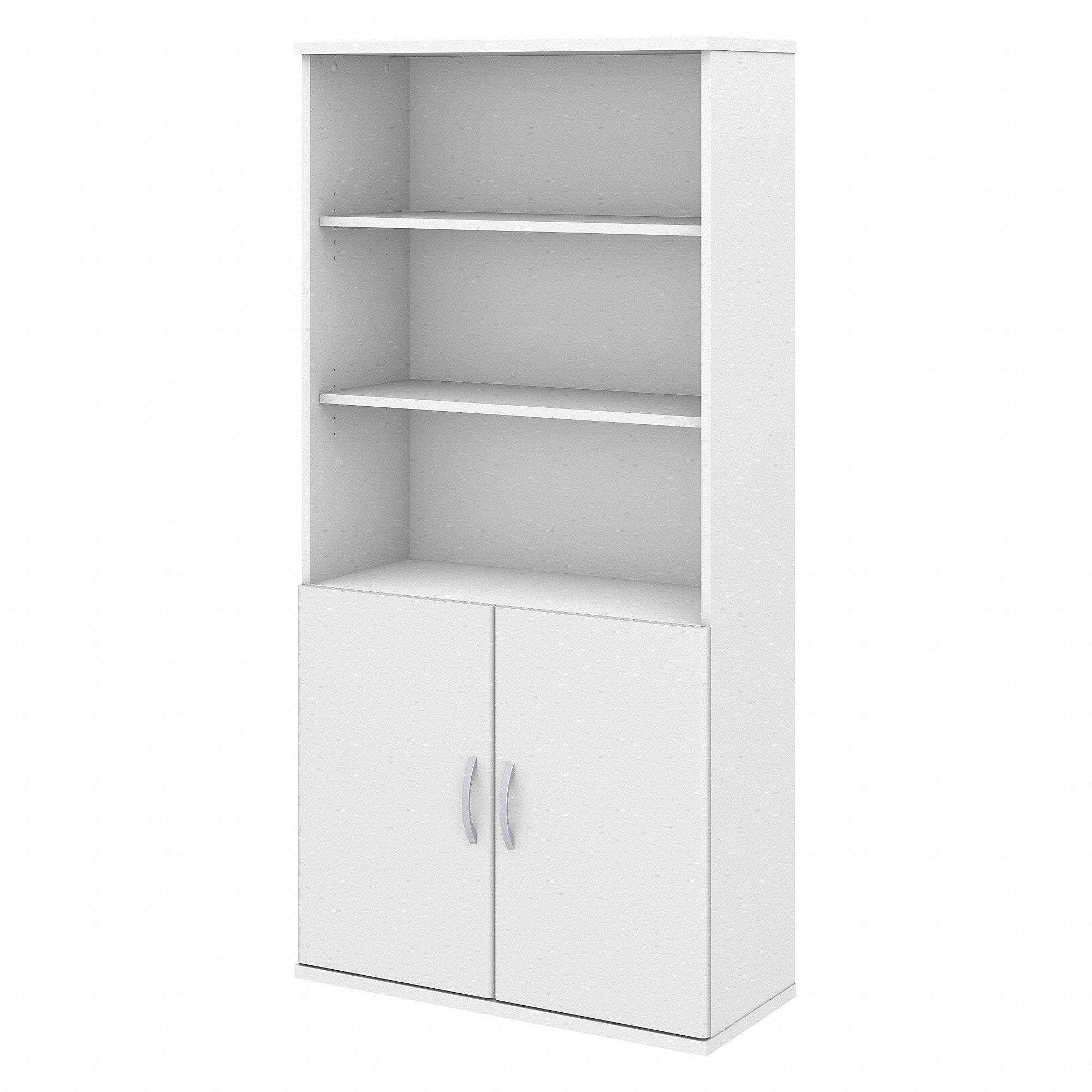 Bush Business Furniture Studio C 5 Shelf Bookcase with Doors | White