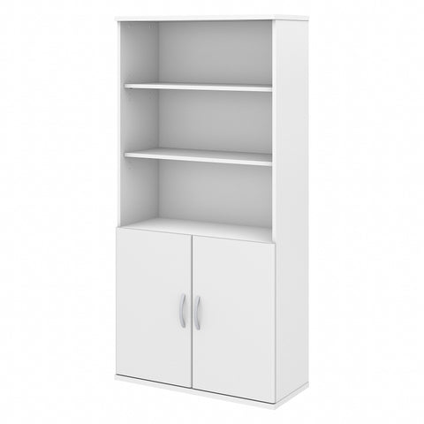 Bush Business Furniture Studio C 5 Shelf Bookcase with Doors | White