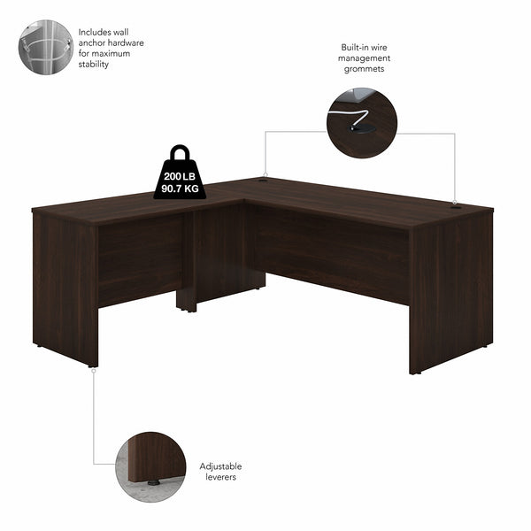 Bush Business Furniture Studio C 72W x 30D L Shaped Desk with 42W Return | Black Walnut/Black Walnut