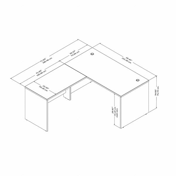 Bush Business Furniture Studio C 60W x 30D L Shaped Desk with 42W Return | White