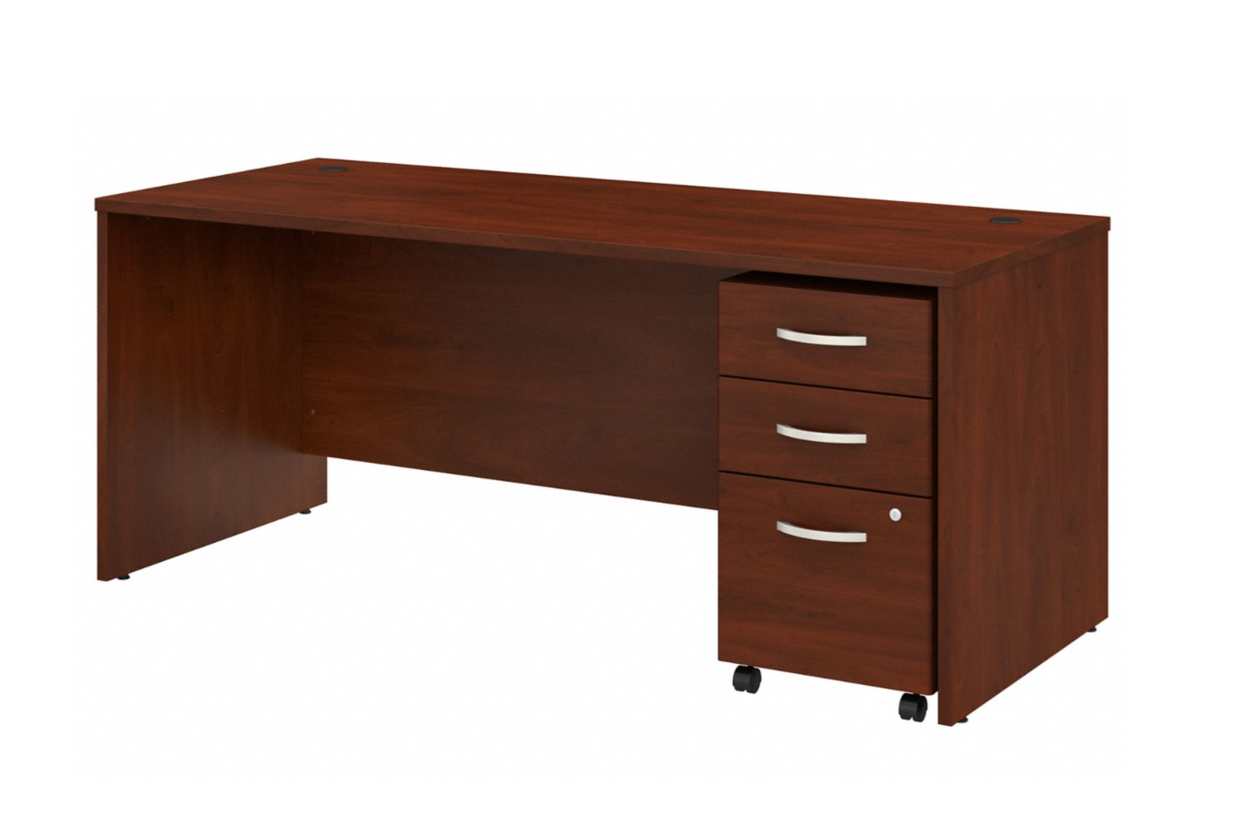 Bush Business Furniture Studio C 72W x 30D Office Desk with Mobile File Cabinet | Hansen Cherry