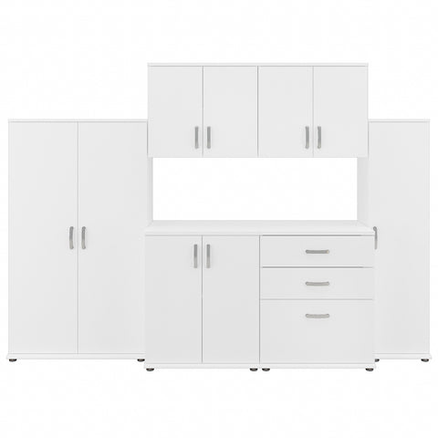 Bush Business Furniture Universal 108W 6 Piece Modular Storage Set with Floor and Wall Cabinets | White/White