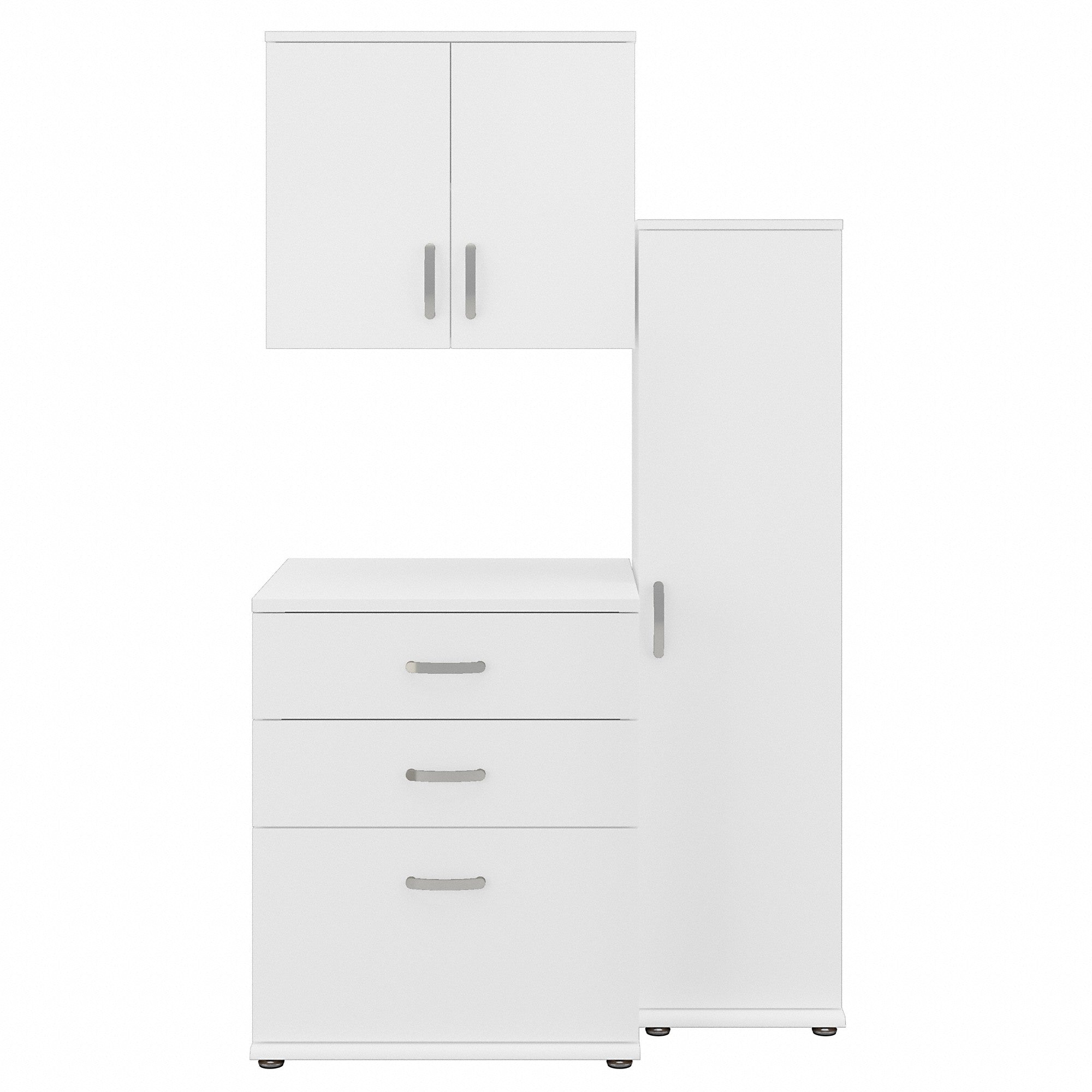 Bush Business Furniture Universal 44W 3 Piece Modular Storage Set with Floor and Wall Cabinets | White/White