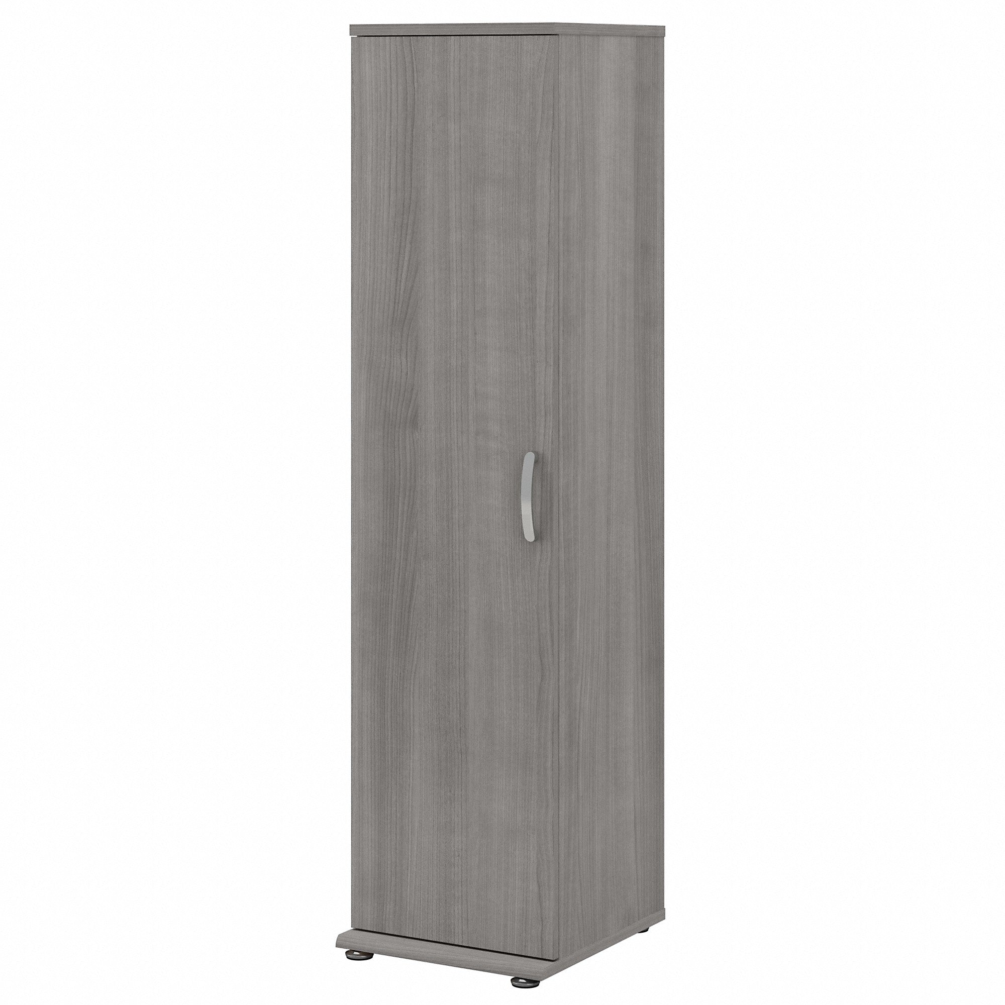 Bush Business Furniture Universal Tall Narrow Storage Cabinet with Door and Shelves | Platinum Gray/Platinum Gray