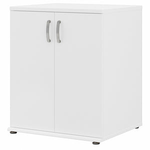 Bush Business Furniture Universal Floor Storage Cabinet with Doors and Shelves | White/White