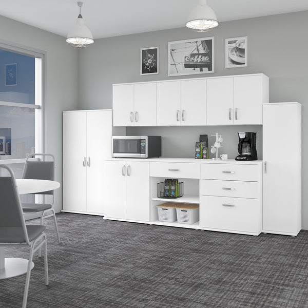 Bush Business Furniture Universal Floor Storage Cabinet with Doors and Shelves | White/White