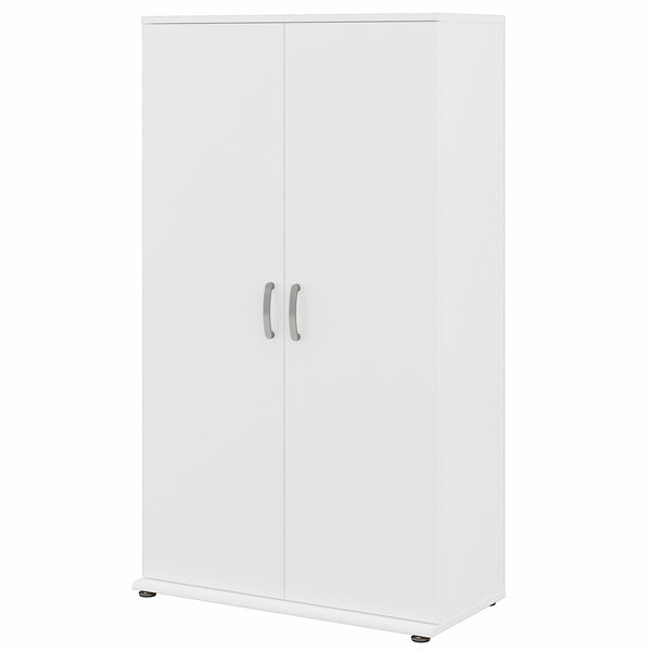 Bush Business Furniture Universal Tall Storage Cabinet with Doors and Shelves | White/White