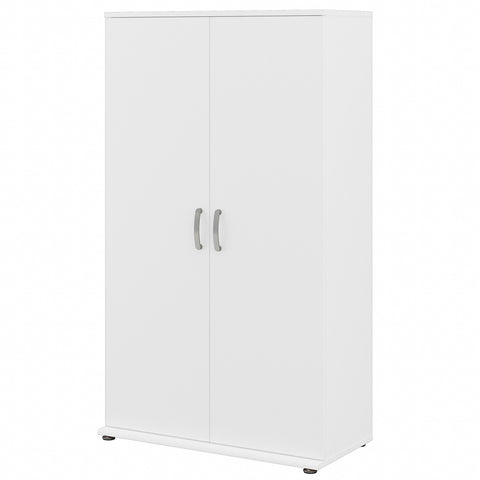 Bush Business Furniture Universal Tall Storage Cabinet with Doors and Shelves | White/White