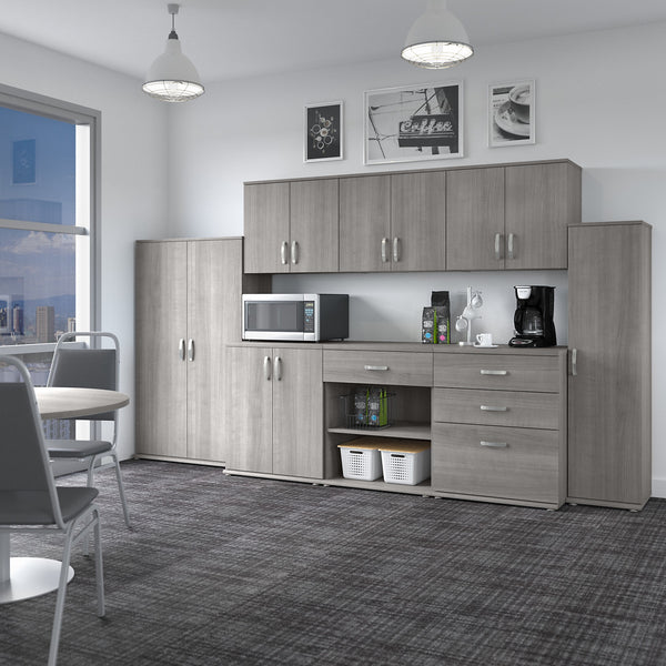 Bush Business Furniture Universal Floor Storage Cabinet with Drawers | Platinum Gray/Platinum Gray