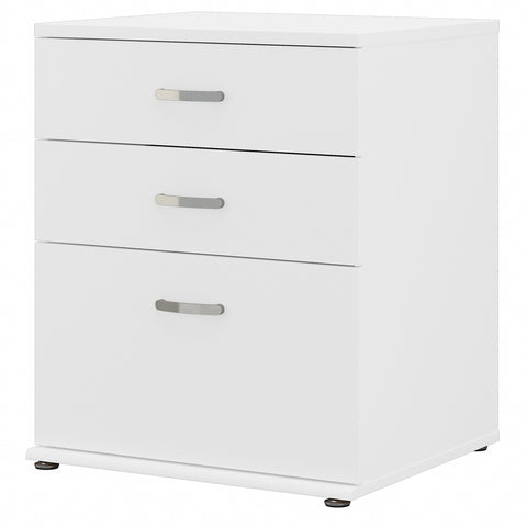 Bush Business Furniture Universal Floor Storage Cabinet with Drawers | White/White
