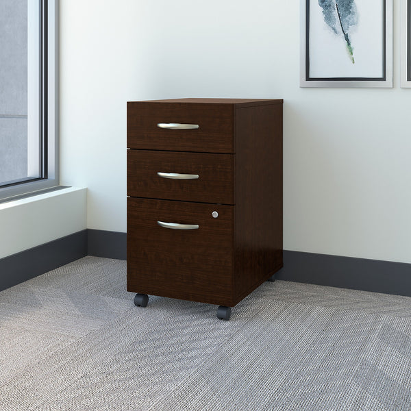 Bush Business Furniture Series C 3 Drawer Mobile File Cabinet - Assembled | Mocha Cherry