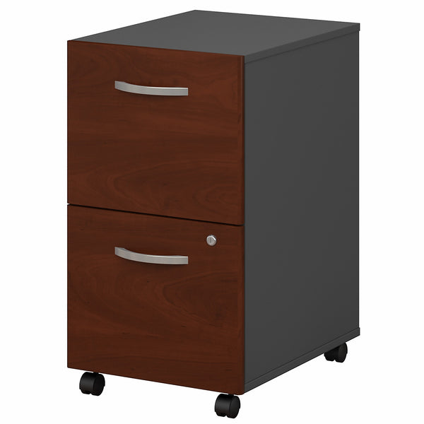 Bush Business Furniture Series C 2 Drawer Mobile File Cabinet - Assembled | Hansen Cherry/Graphite Gray
