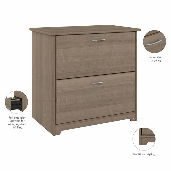 Bush Furniture Cabot 2 Drawer Lateral File Cabinet | Ash Gray