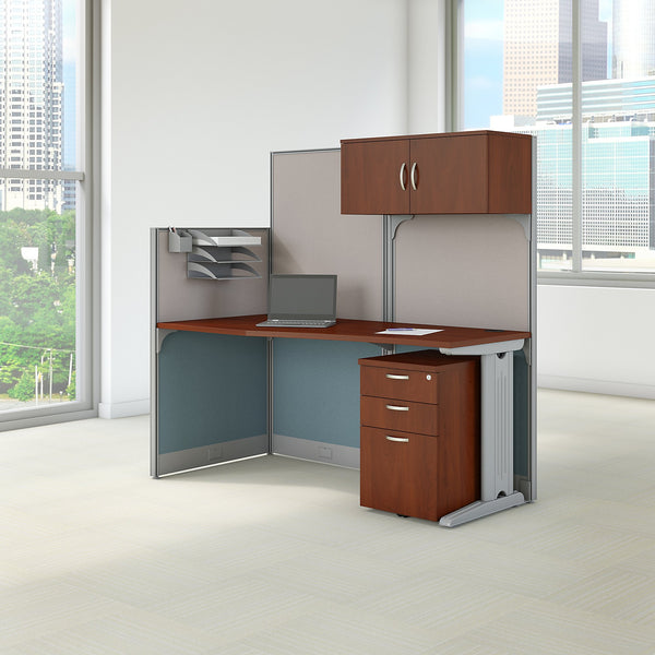 Bush Business Furniture Office in an Hour 65W x 33D Cubicle Workstation with Storage | Hansen Cherry