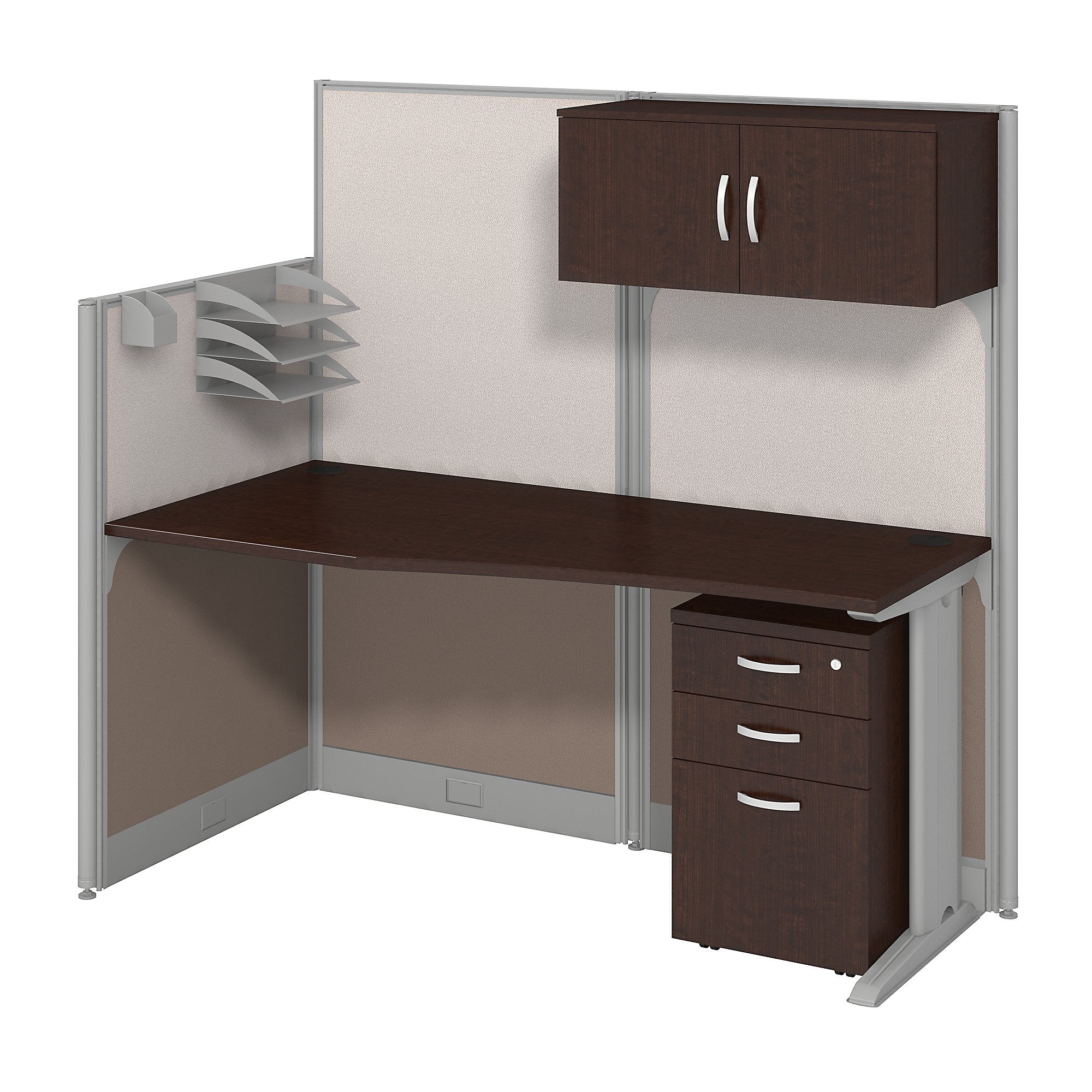 Bush Business Furniture Office in an Hour 65W x 33D Cubicle Workstation with Storage | Mocha Cherry