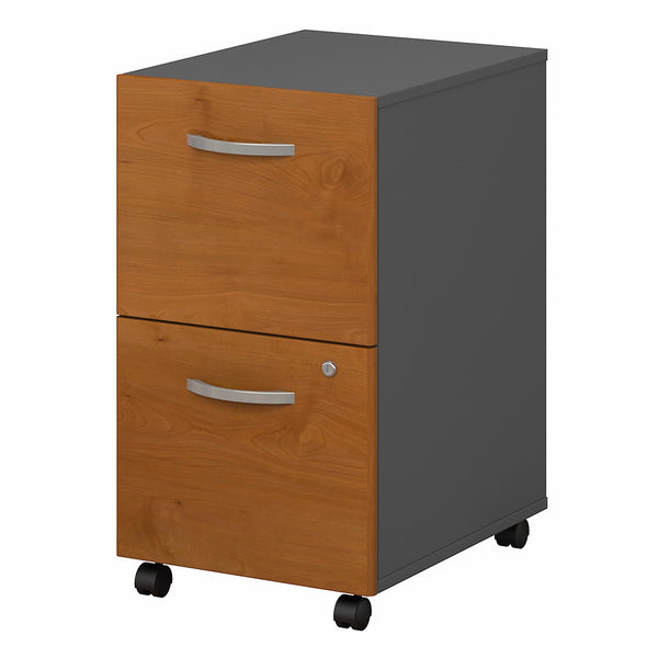 Bush Business Furniture Series C 2 Drawer Mobile File Cabinet - Assembled | Natural Cherry/Graphite Gray