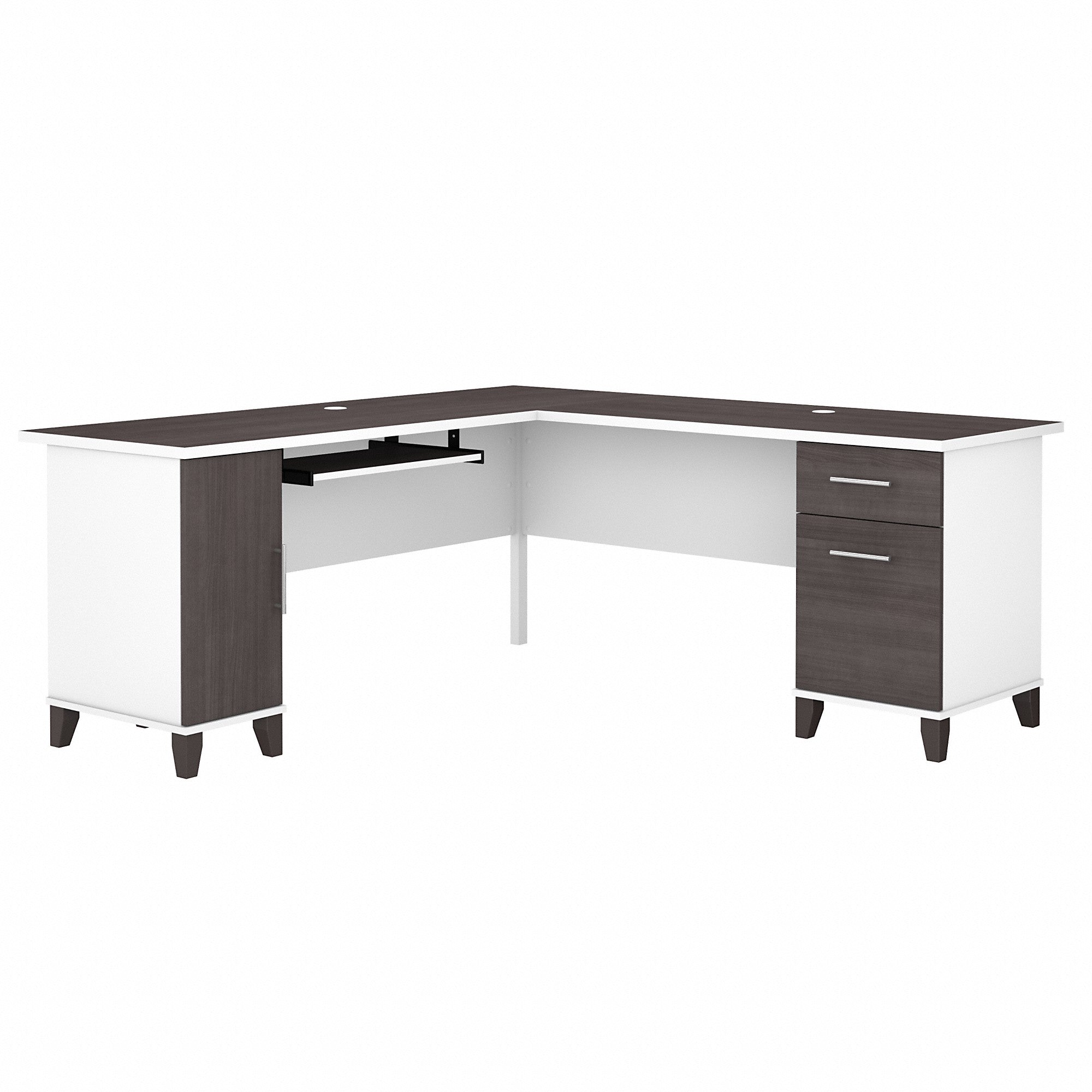 Bush Furniture Somerset 72W L Shaped Desk with Storage | Storm Gray/White