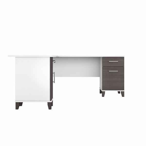 Bush Furniture Somerset 72W L Shaped Desk with Storage | Storm Gray/White
