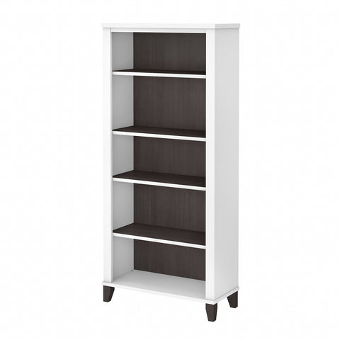 Bush Furniture Somerset Tall 5 Shelf Bookcase | Storm Gray/White