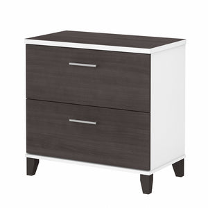 Bush Furniture Somerset 2 Drawer Lateral File Cabinet | Storm Gray/White