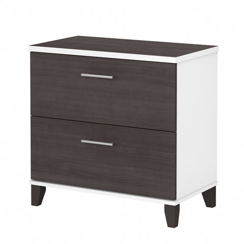 Bush Furniture Somerset 2 Drawer Lateral File Cabinet | Storm Gray/White