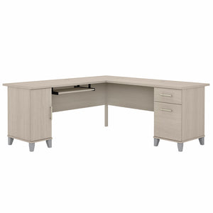 Bush Furniture Somerset 72W L Shaped Desk with Storage | Sand Oak