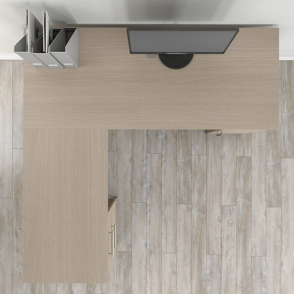 Bush Furniture Somerset 60W L Shaped Desk with Storage | Sand Oak