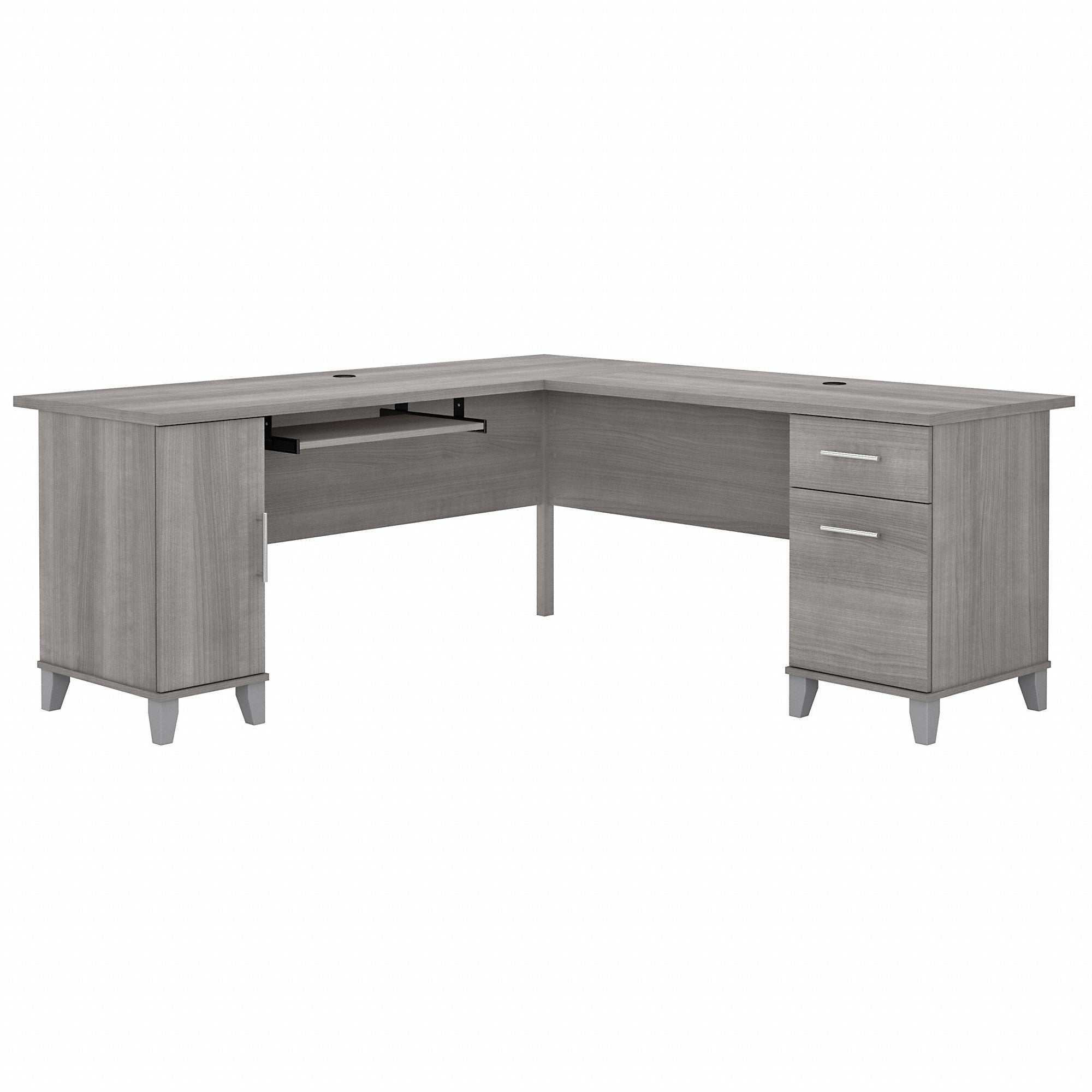 Bush Furniture Somerset 72W L Shaped Desk with Storage | Platinum Gray