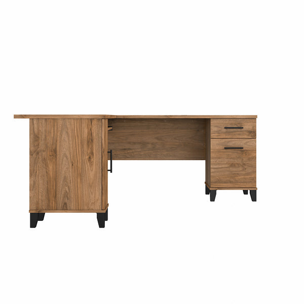 Bush Furniture Somerset 72W L Shaped Desk with Storage | Fresh Walnut