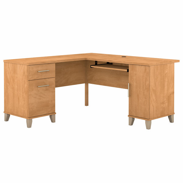 Bush Furniture Somerset 60W L Shaped Desk with Storage | Maple Cross