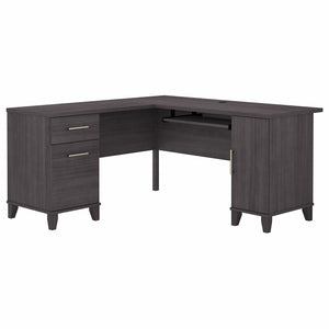 Bush Furniture Somerset 60W L Shaped Desk with Storage | Storm Gray