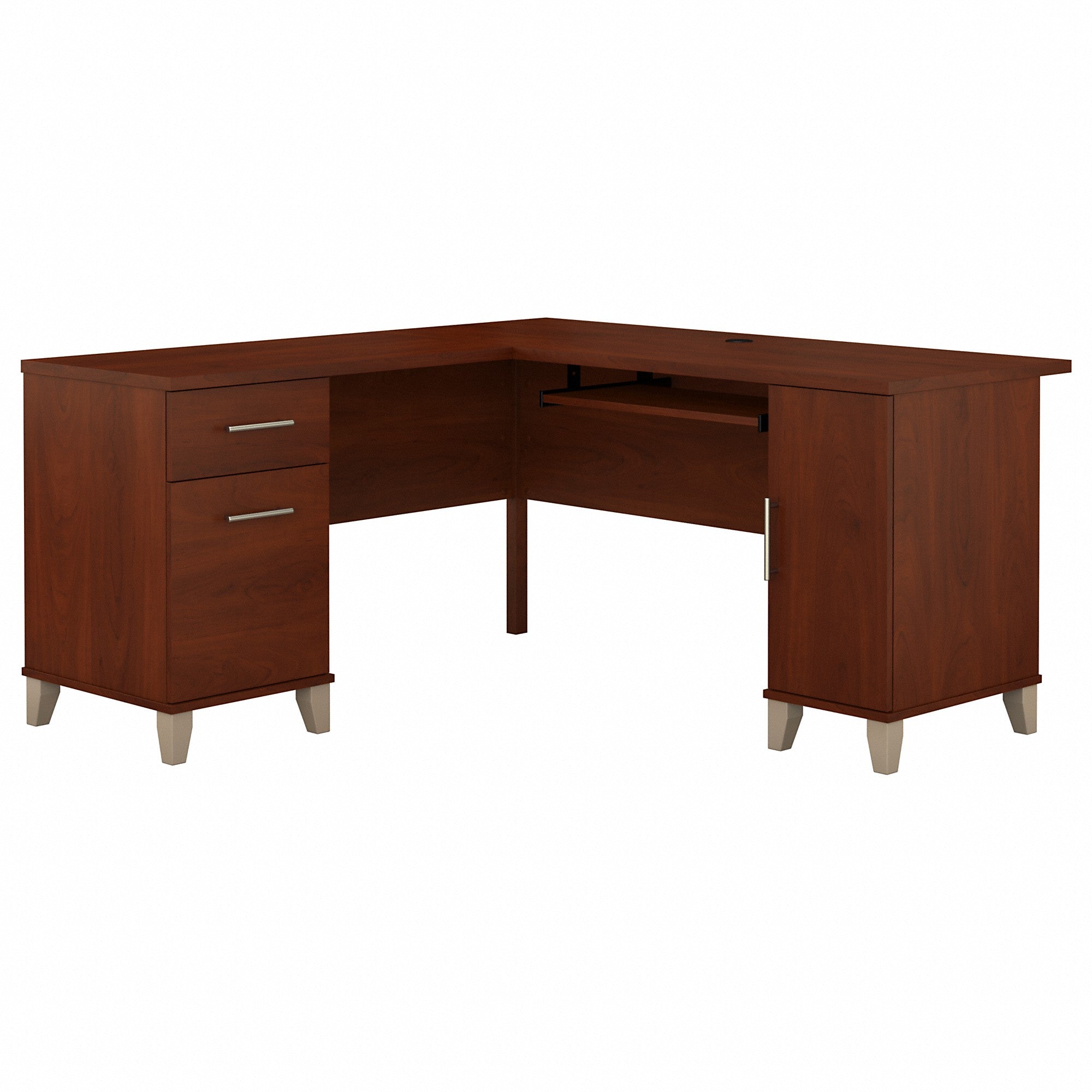 Bush Furniture Somerset 60W L Shaped Desk with Storage | Hansen Cherry