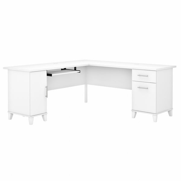 Bush Furniture Somerset 72W L Shaped Desk with Storage | White