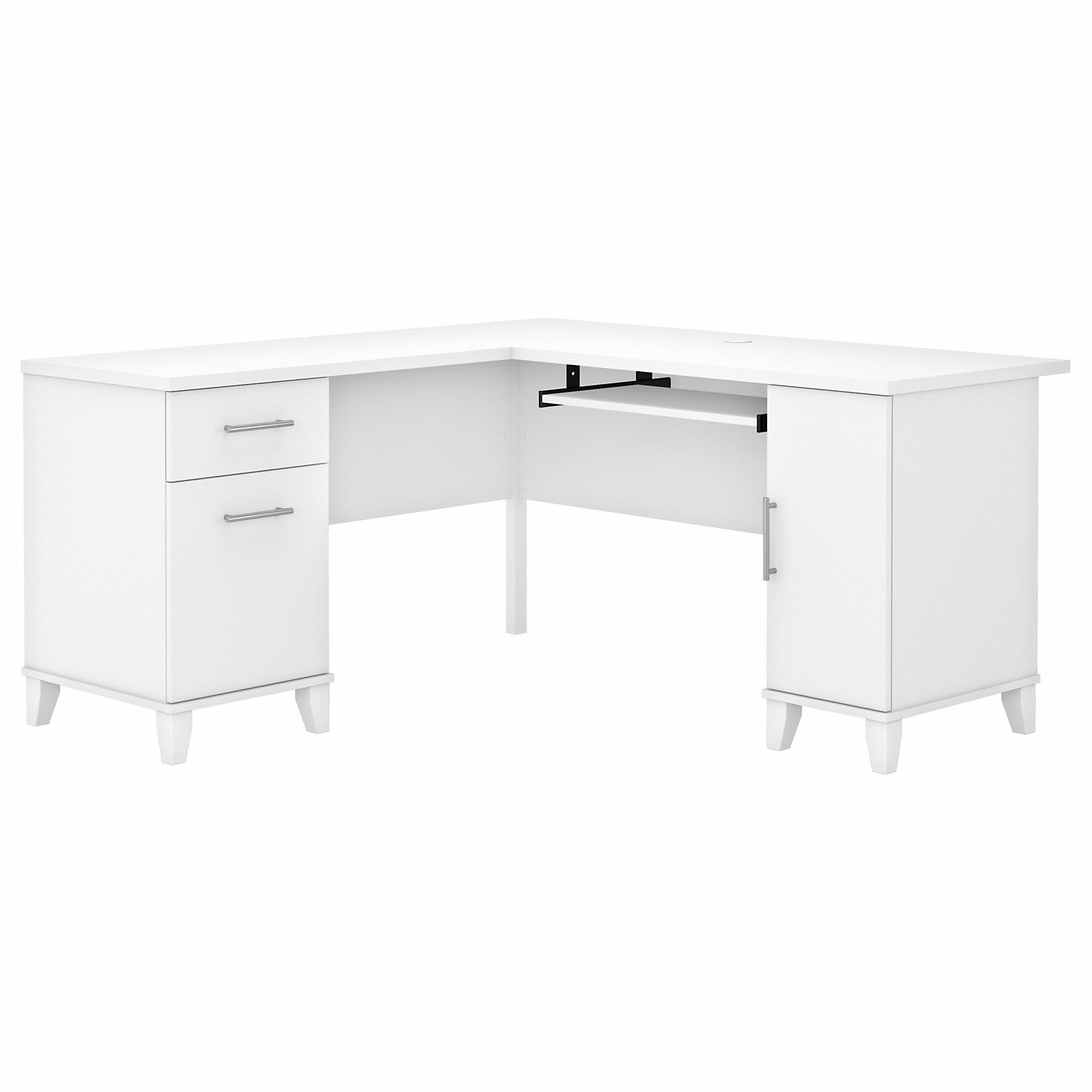 Bush Furniture Somerset 60W L Shaped Desk with Storage | White